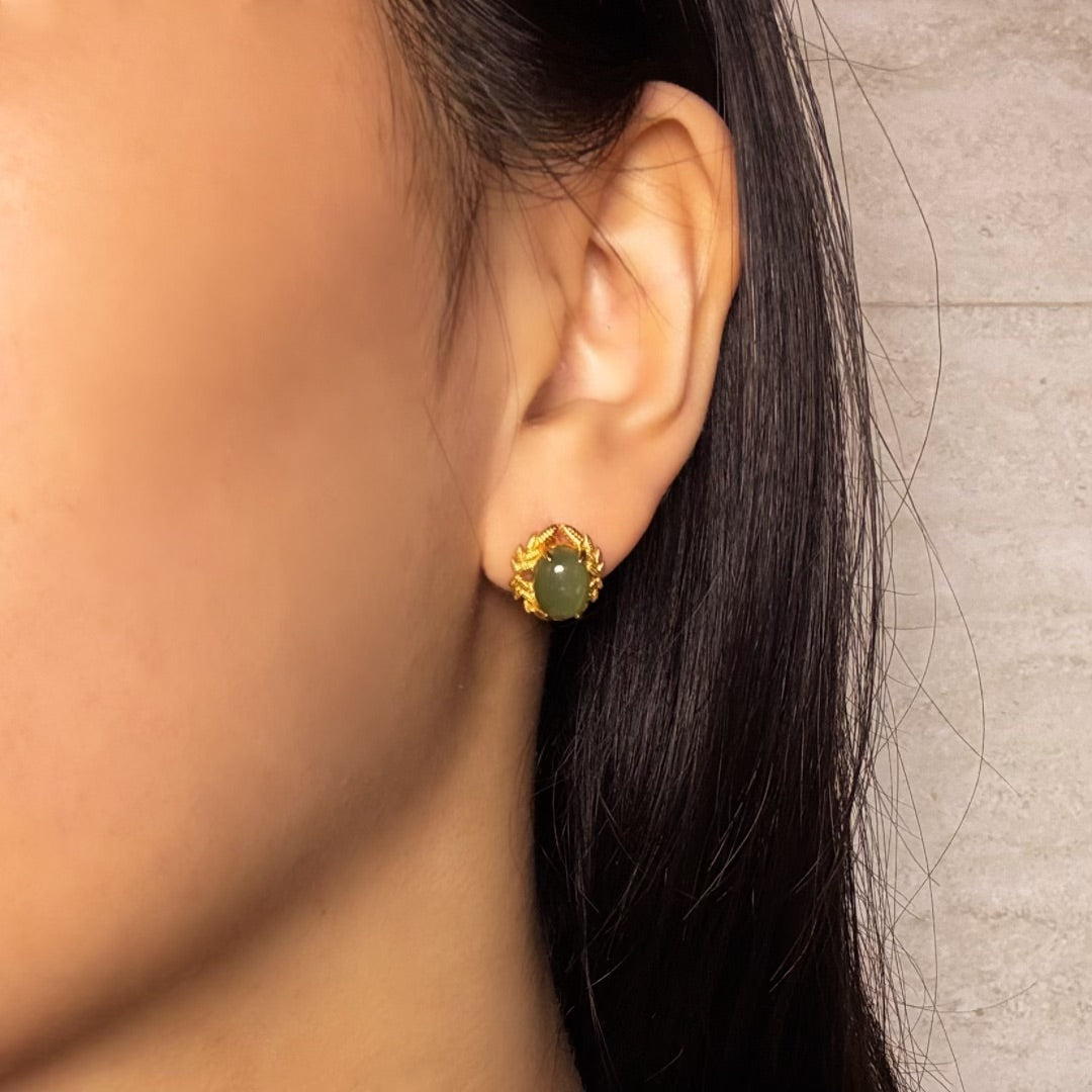 Jade Earrings – Jade Queen, Gold Plated Silver