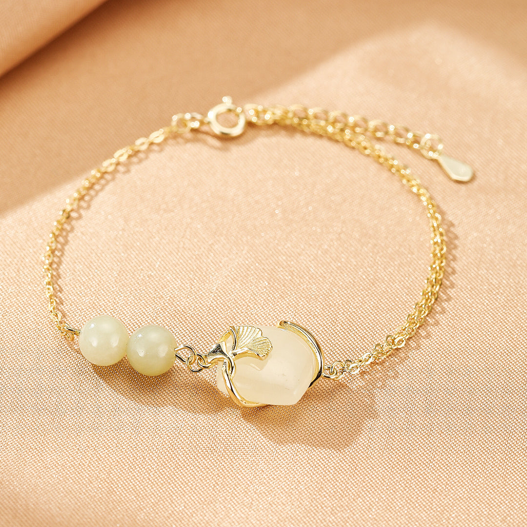 Jade Bracelet – Heart Awakening, Gold Plated Silver