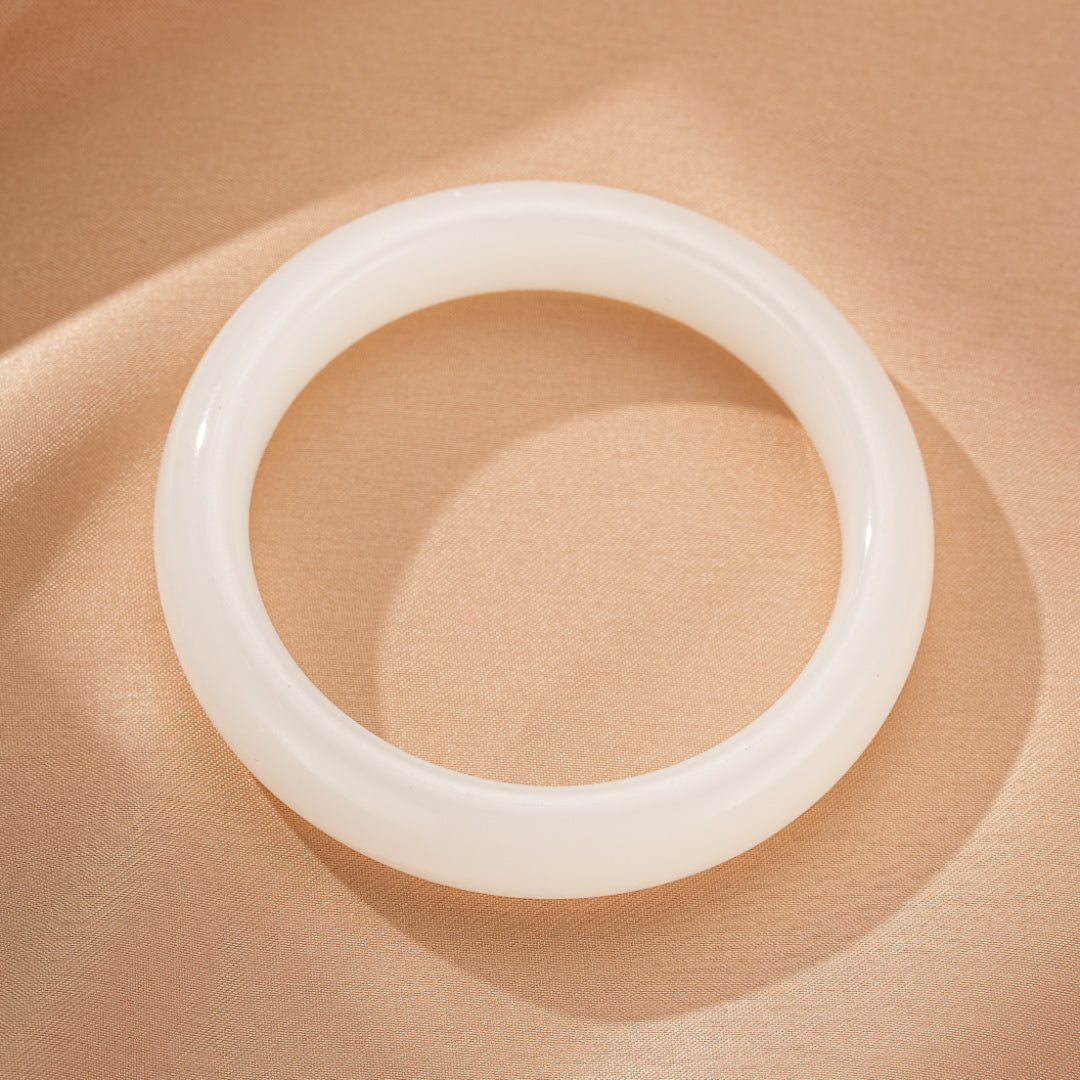 White Jade Bangle Bracelet - Celestial Purity