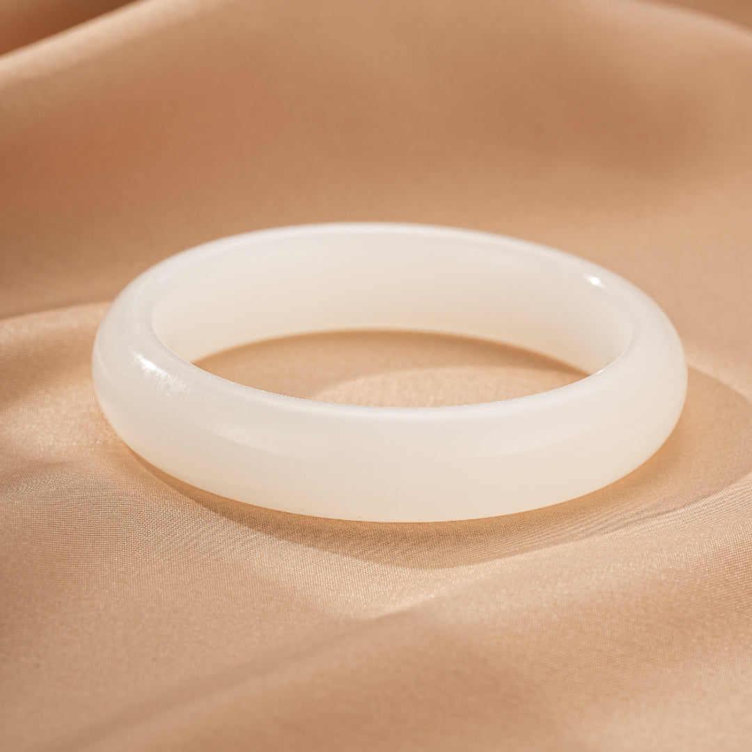 White Jade Bangle Bracelet - Celestial Purity
