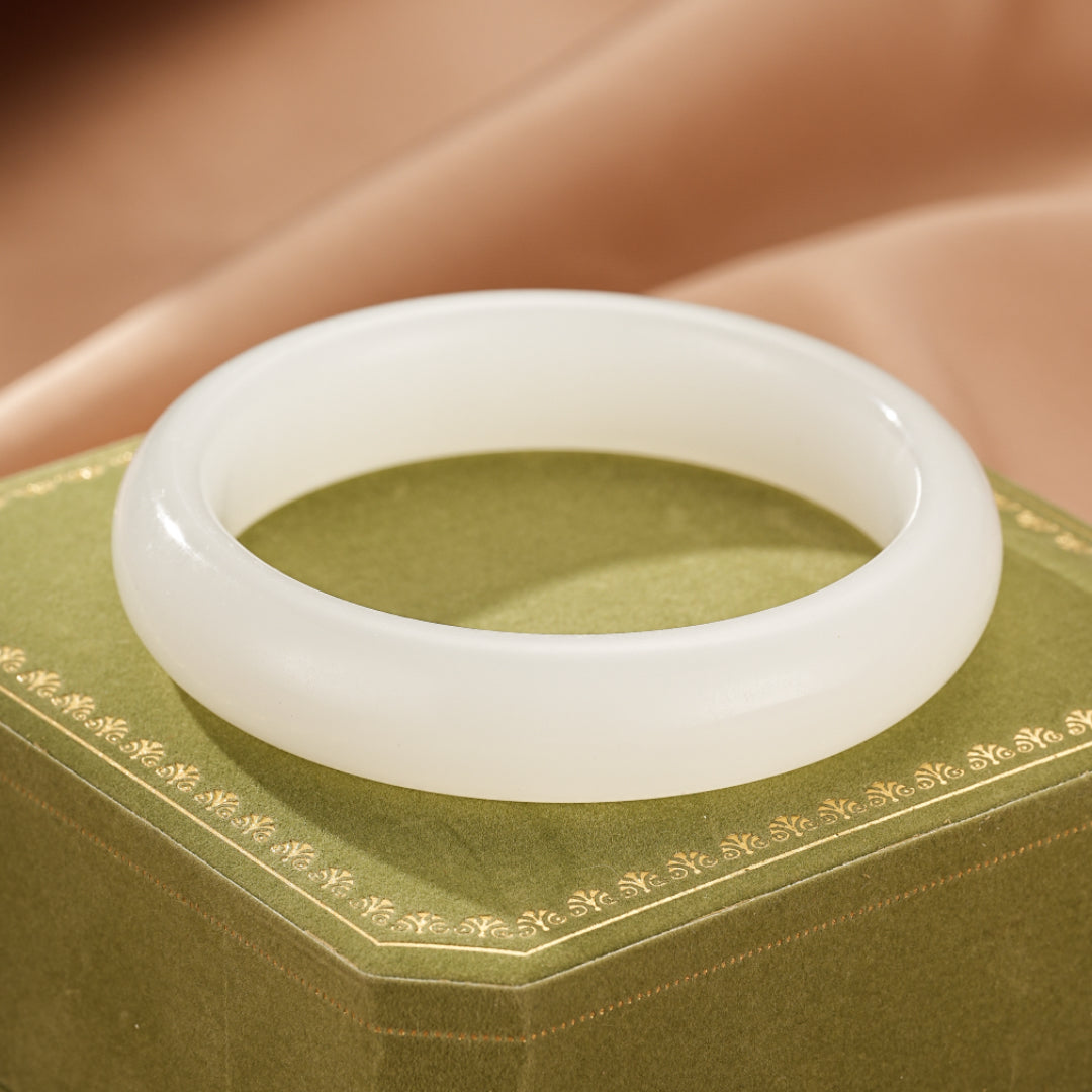 White Jade Bangle Bracelet - Celestial Purity