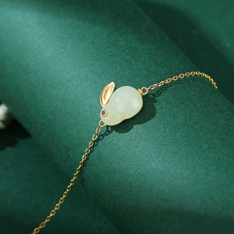 Jade Rabbit Bracelet - Wisdom, Gold Plated