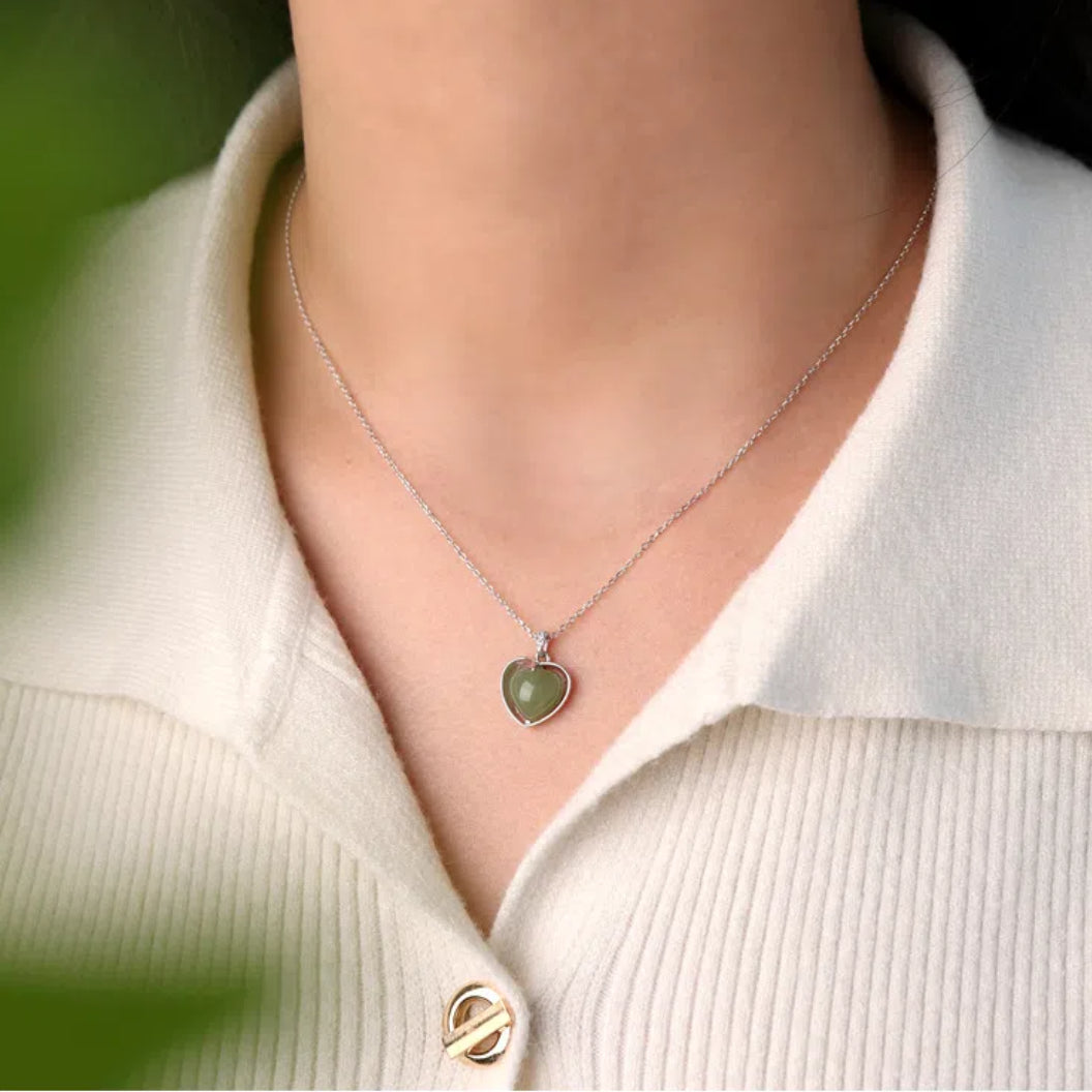 Jade Necklace – Awakening Heart, Silver
