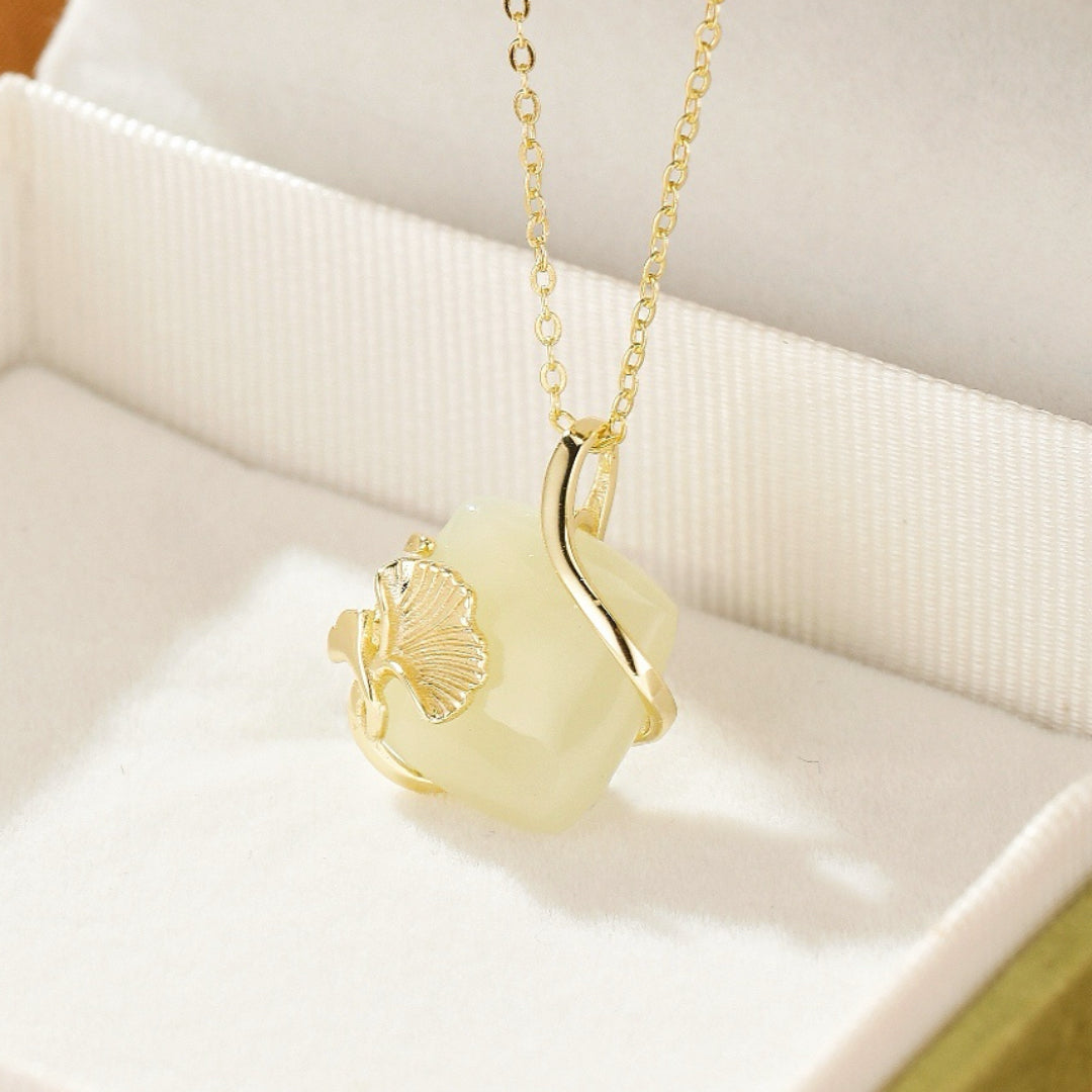 Jade Necklace – Heart Awakening, Gold Plated Silver