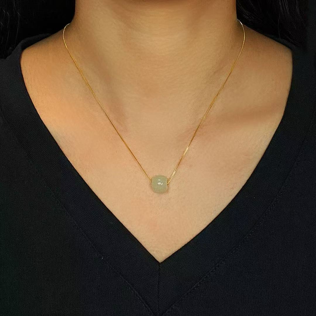 Jade Necklace – Subtle Harmony, Gold Plated Silver